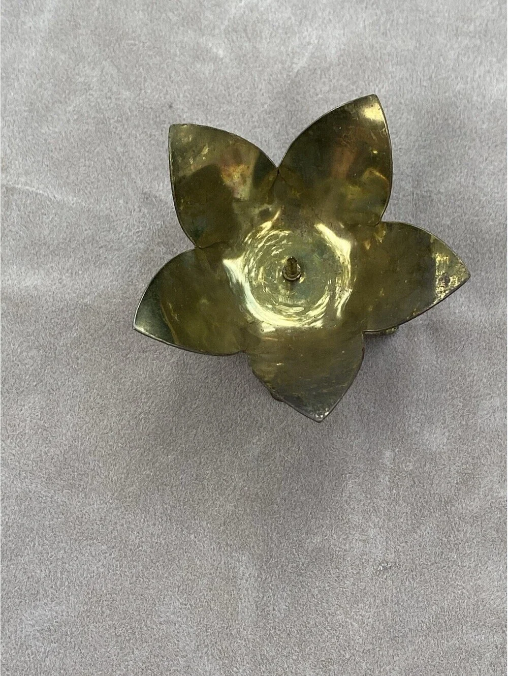 Vintage Solid Brass Flower Tea Light Candle Holder Votive 2